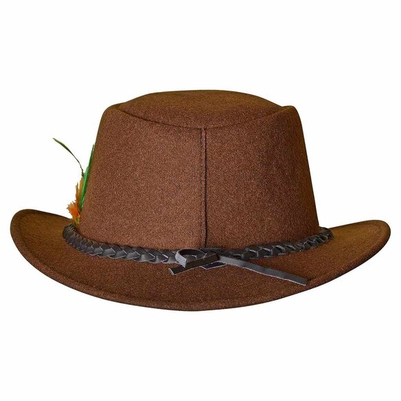 Oktoberfest Costume Men Hat Real Wool Vintage Bavarian Hat Brown German Hat NEW - Picture 4 of 5